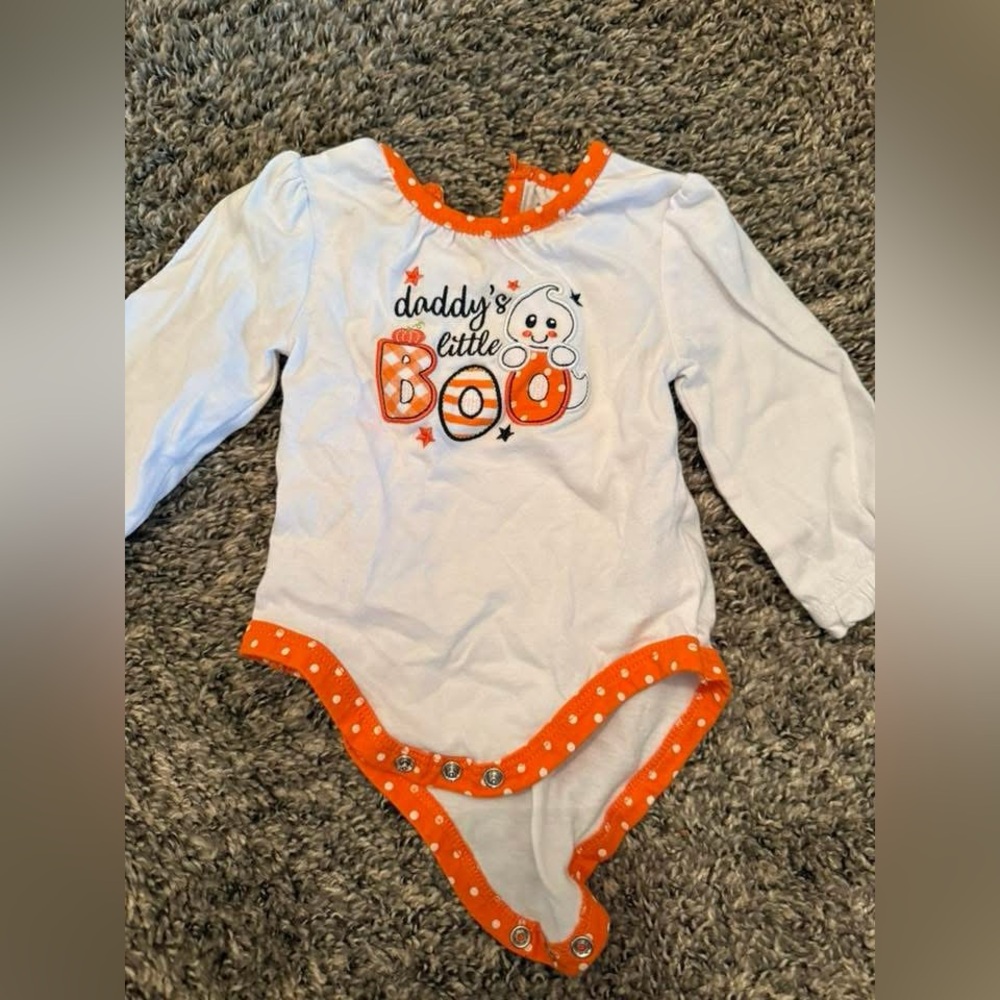 Orange and White Kids Halloween Onesie